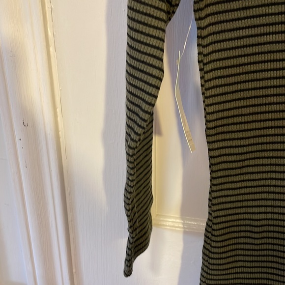 Knit Dress Form Fit S Neck Green Black Stripes Long Sleeve Size Med NWT “decree” - Picture 6 of 10
